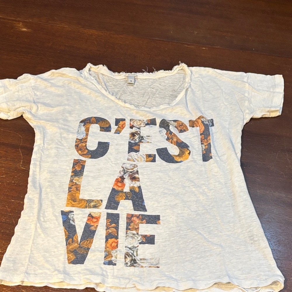 J. Crew White Tee with Floral Graphic